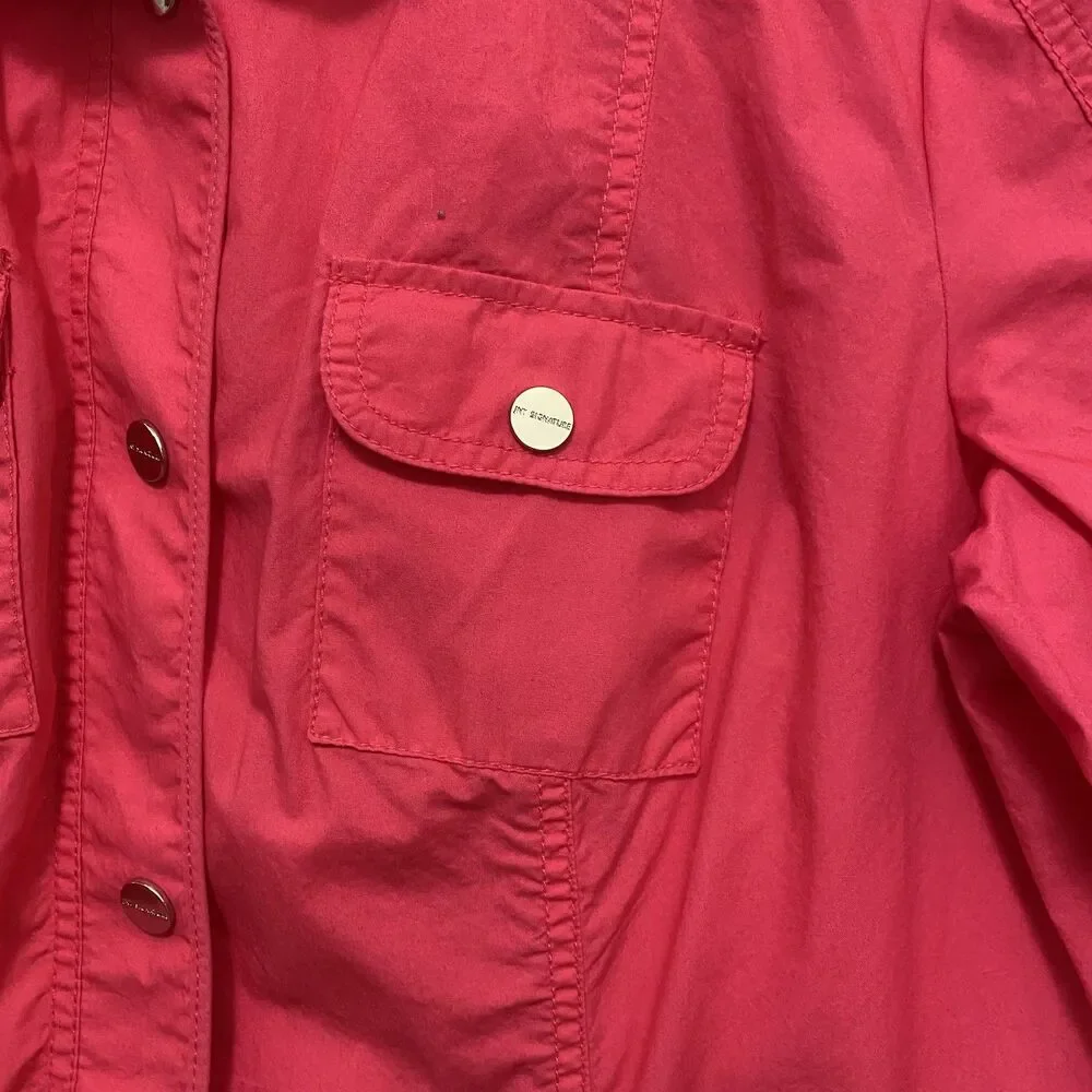 Jones New York Signature Women’s Pink Utility Jacket Cotton Size L - Picture 4 of 13